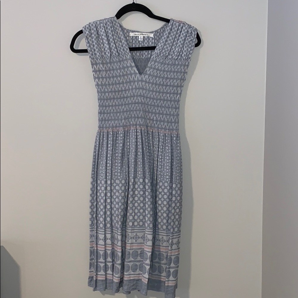 Nordstrom Blue/White Dress, Fitted Top